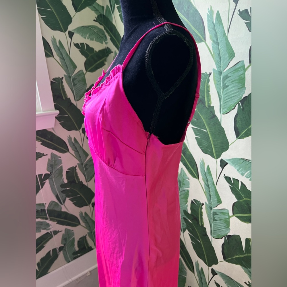 Japna Pink Satin Look MIDI Strappy Dress L Easter Spring Summer Slip Dress - Picture 5 of 7
